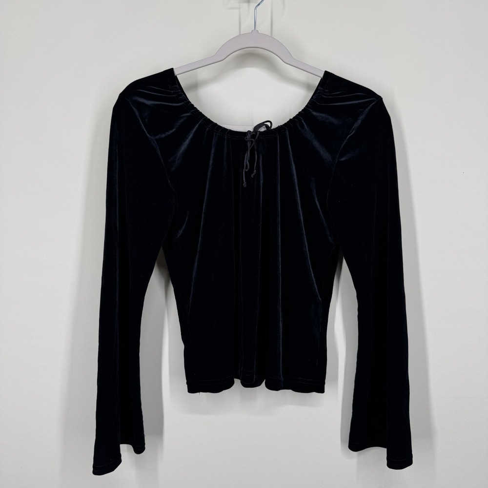 No Boundaries Shirt Y2K Crushed Velvet Black Whimsigoth Vintage XL 15